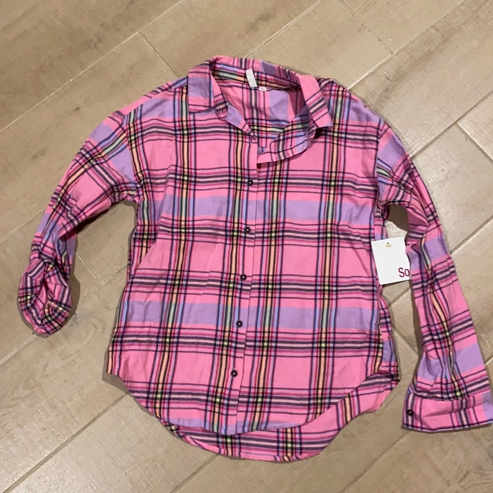SO girls long sleeve button down size L 10/12